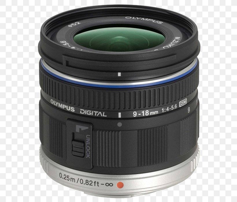 Olympus M.Zuiko Digital ED 9-18mm F/4-5.6 Micro Four Thirds System Wide-angle Lens, PNG, 606x700px, 35 Mm Equivalent Focal Length, Micro Four Thirds System, Camera, Camera Accessory, Camera Lens Download Free