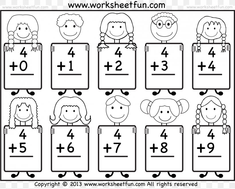 Addition Kindergarten Mathematics Worksheet Adding And Subtracting Fractions, PNG, 1810x1462px, Addition, Area, Art, Black And White, Cartoon Download Free