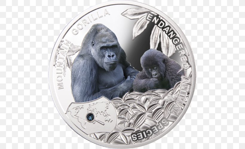 Gorilla Coin Silver Numismatics Mint, PNG, 500x500px, Gorilla, Coin, Commemorative Coin, Currency, Dollar Coin Download Free