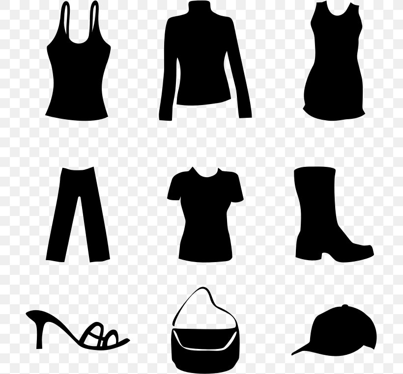 T-shirt Clothing Dress Clothes Clip Art, PNG, 715x762px, Tshirt, Black, Black And White, Brand, Clothing Download Free