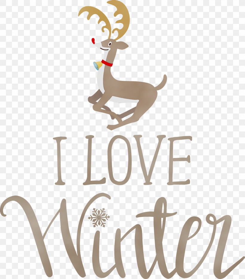 Reindeer, PNG, 2633x3000px, I Love Winter, Antler, Cartoon, Deer, Logo Download Free