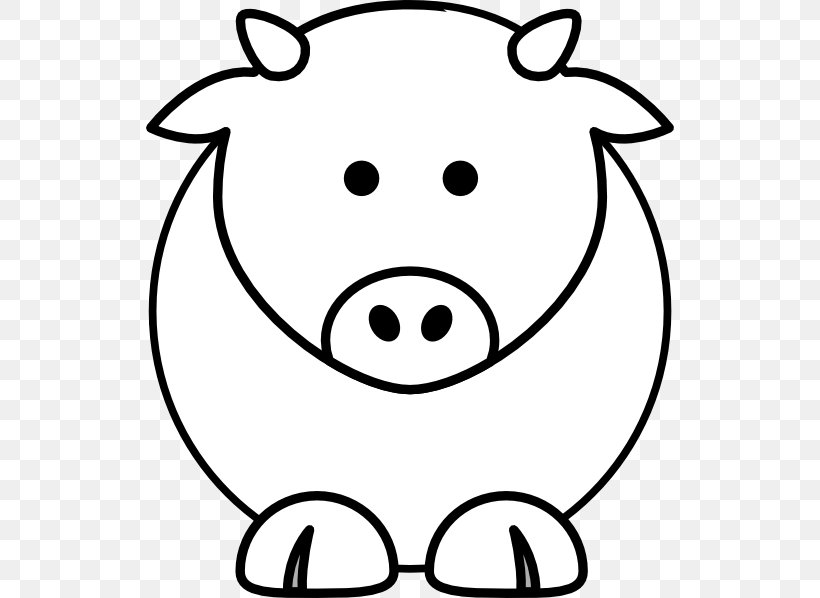 Domestic Pig Black And White Drawing Cartoon Clip Art, PNG, 528x598px, Domestic Pig, Art, Black And White, Cartoon, Drawing Download Free