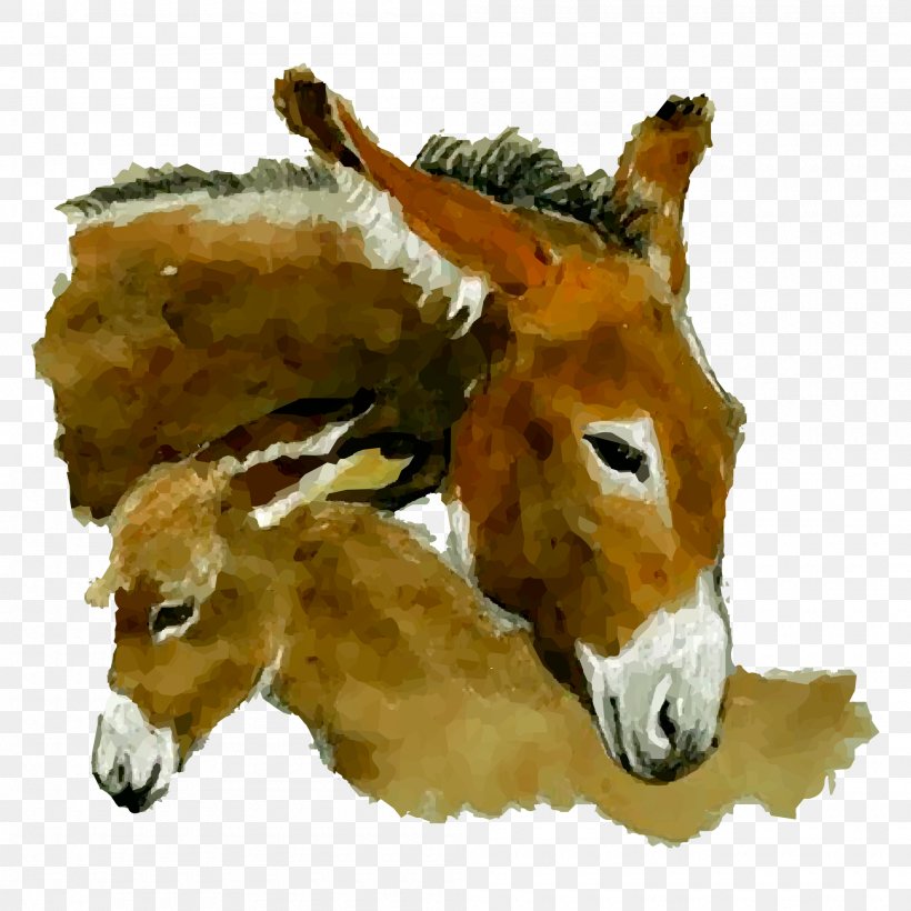 Donkey Watercolor Painting, PNG, 2000x2000px, Donkey, Art, Cartoon, Drawing, Fauna Download Free