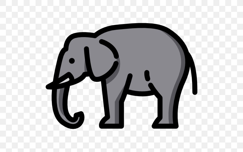 Indian Elephant African Elephant Clip Art, PNG, 512x512px, Indian Elephant, African Elephant, Animal, Black, Black And White Download Free