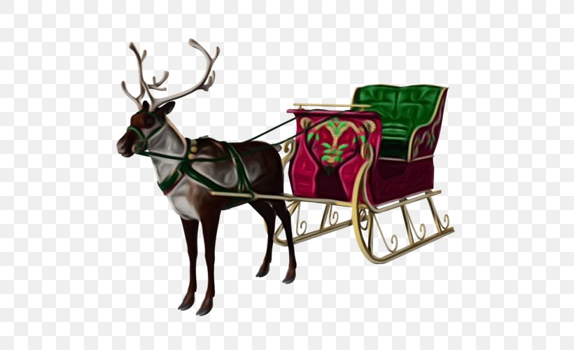 Santa Claus Cartoon, PNG, 500x500px, Watercolor, Antler, Carriage, Cart, Cartoon Download Free