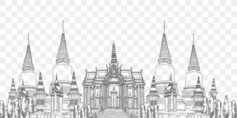 Thailand Architecture Building, PNG, 2000x1000px, Thailand, Architectural Style, Architecture, Black And White, Building Download Free