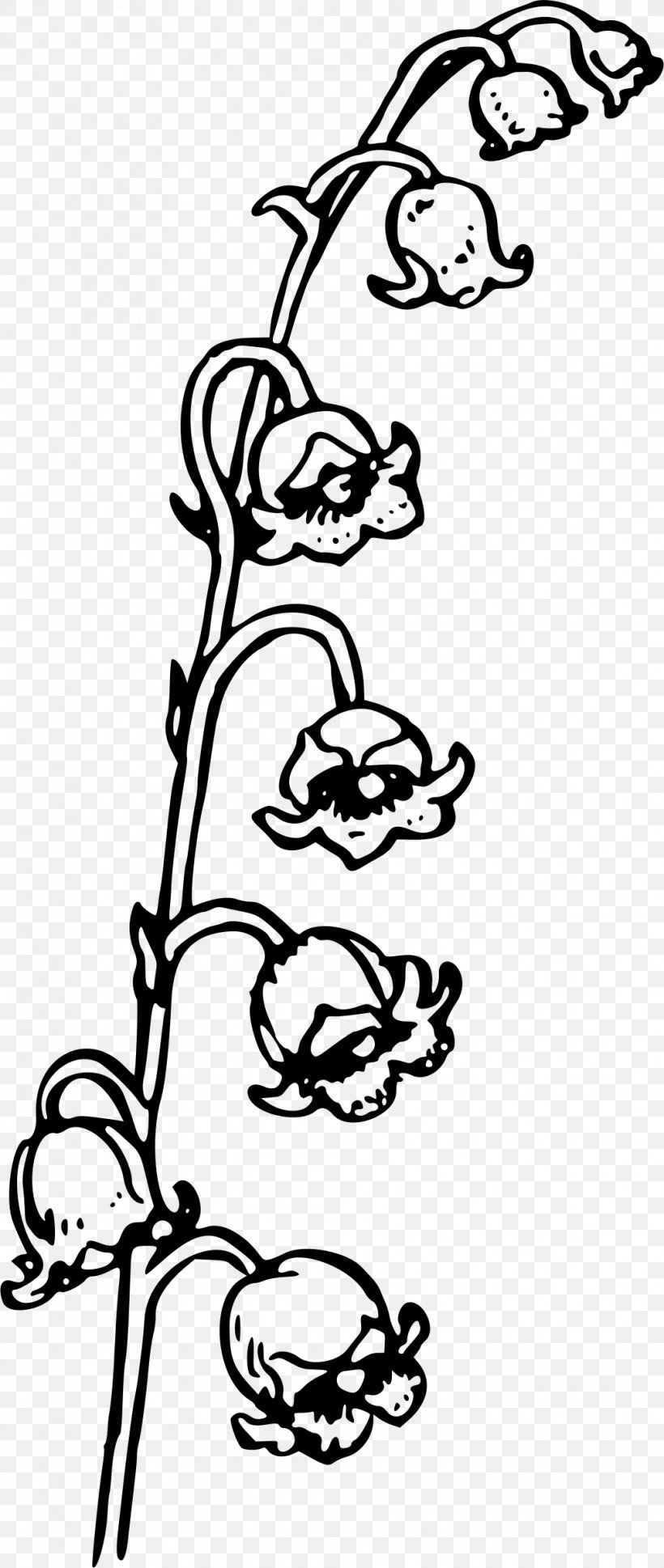 Lily Of The Valley Drawing Clip Art, PNG, 1015x2399px, Lily Of The Valley, Art, Black, Black And White, Branch Download Free