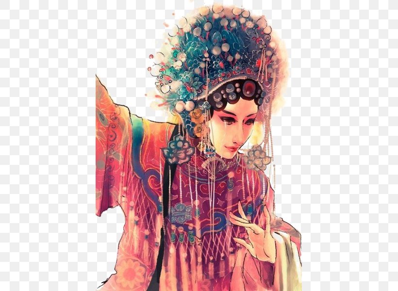 Peking Opera Actor Painting Drama Illustration, PNG, 425x600px, Watercolor, Cartoon, Flower, Frame, Heart Download Free