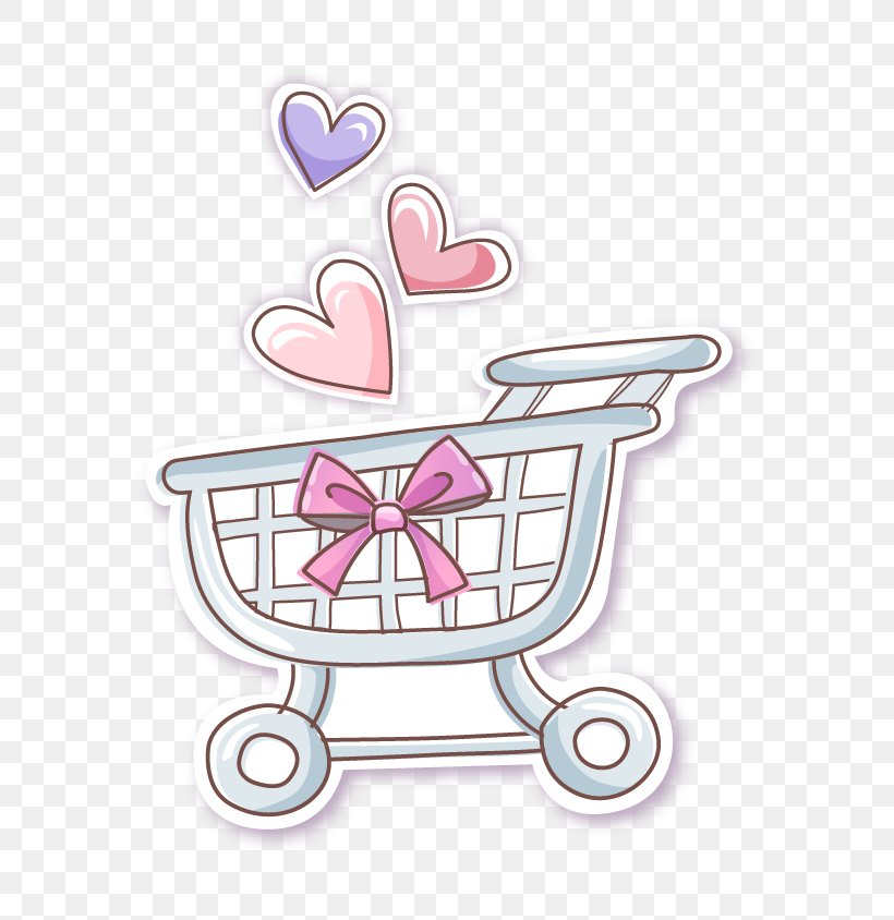 Shopping Cart Illustration, PNG, 690x844px, Shopping Cart, Cartoon, Drawing, Heart, Pink Download Free