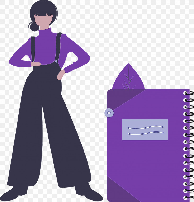Purple Violet Standing, PNG, 2877x3000px, Notebook, Girl, Paint, Purple, Standing Download Free