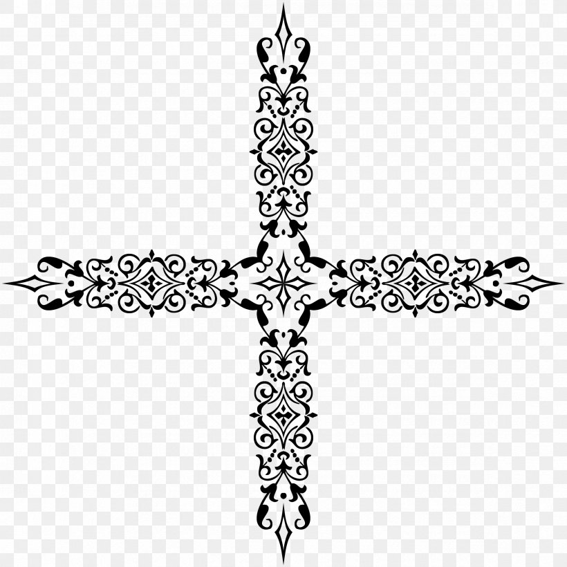 Christian Cross Clip Art, PNG, 2350x2350px, Cross, Black And White, Body Jewelry, Christian Cross, Line Art Download Free