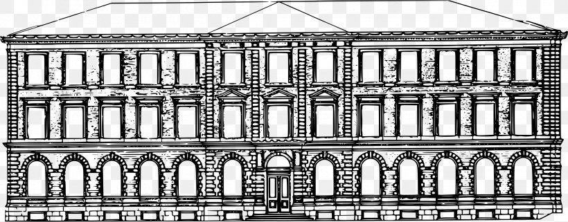 Facade Architecture Building Clip Art, PNG, 2400x940px, Facade, Architecture, Black And White, Building, Classical Architecture Download Free