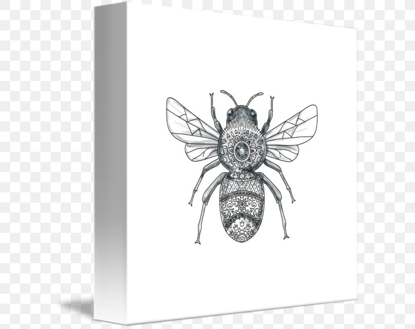 Honey Bee Mandala Tattoo, PNG, 606x650px, Bee, American Bumblebee, Arthropod, Black And White, Bumblebee Download Free