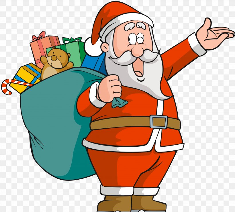 Santa Claus Cartoon Christmas Clip Art, PNG, 3729x3368px, Santa Claus, Area, Artwork, Cartoon, Child Download Free