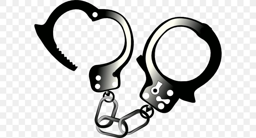 Handcuffs Police Clip Art, PNG, 600x442px, Handcuffs, Arrest, Auto Part, Black And White, Brand Download Free