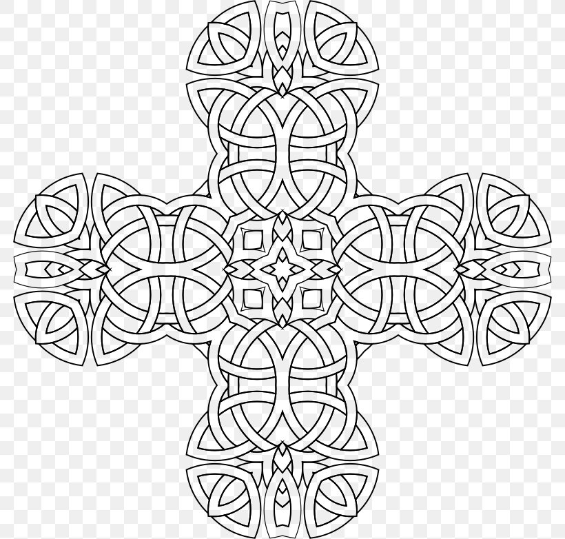 Cross Ribbon Knot Symbol Pattern, PNG, 782x782px, Cross, Black, Black And White, Knot, Line Art Download Free