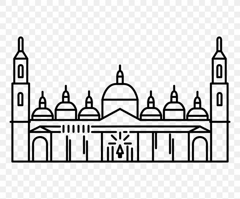 Cathedral-Basilica Of Our Lady Of The Pillar Coloring Book Mosque Mandala, PNG, 1229x1024px, Coloring Book, Arch, Area, Basilica, Black And White Download Free