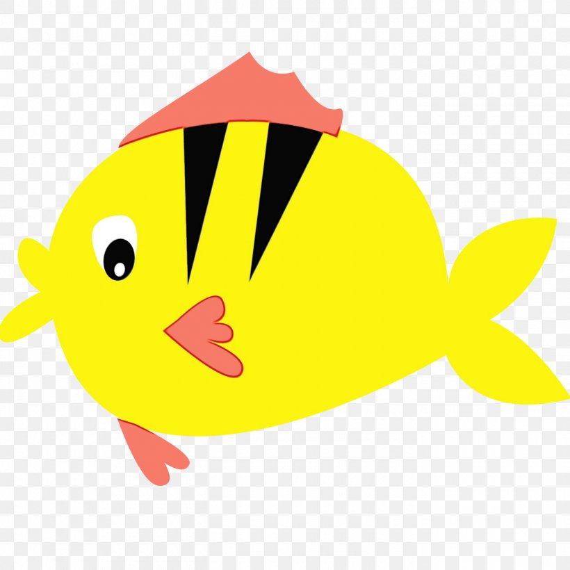 Yellow Cartoon Fish Fish Butterflyfish, PNG, 1400x1400px, Watercolor, Butterflyfish, Cartoon, Fish, Paint Download Free