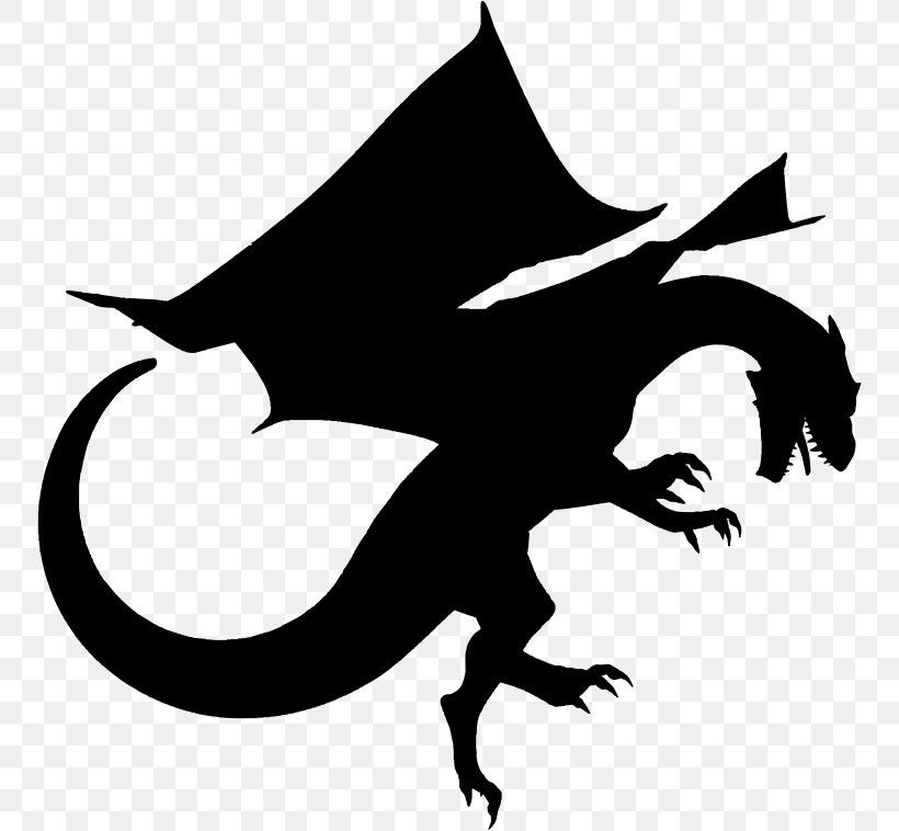 Dragon Silhouette Clip Art, PNG, 752x758px, Dragon, Art, Artwork, Black And White, Chinese Dragon Download Free