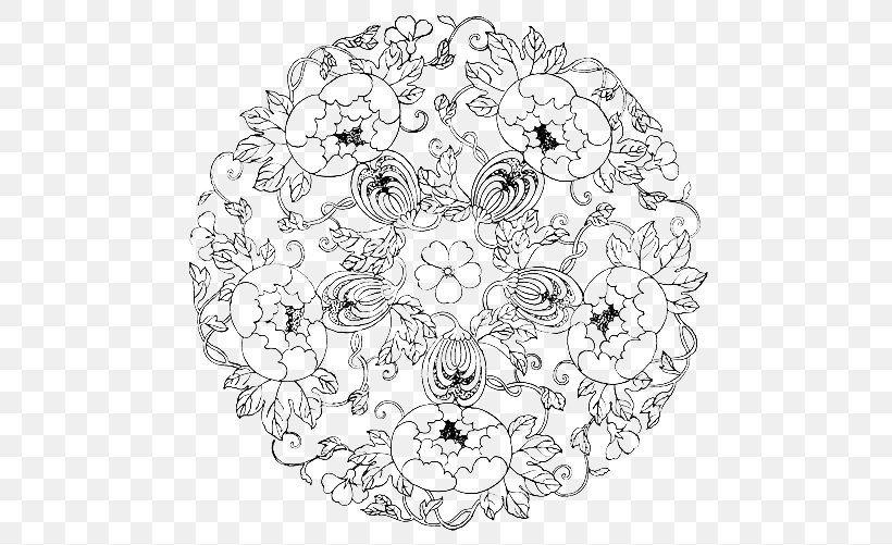 Moutan Peony Circle Motif Chrysanthemum Clip Art, PNG, 500x501px, Moutan Peony, Area, Black And White, Chrysanthemum, Drawing Download Free