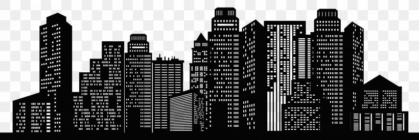 Cityscape Silhouette Clip Art Image, PNG, 8000x2691px, Metropolis, Black And White, Building, City, Cityscape Download Free
