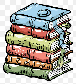 Cartoon - Colorful Stack Of Books Illustration PNG