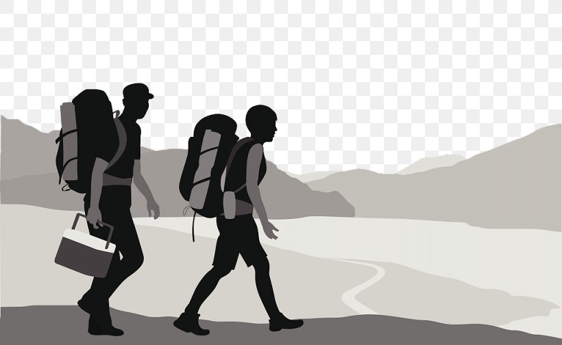 Silhouette Backpacking Drawing Illustration Png 1024x630px