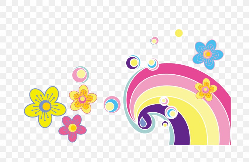 Vector Material Rainbow Petals, PNG, 1100x717px, Color, Cartoon, Flower, Petal, Pink Download Free