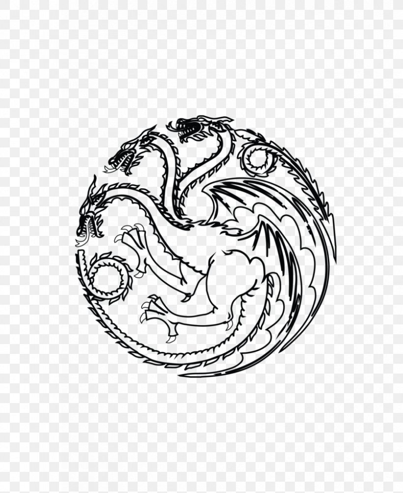 Daenerys Targaryen Black And White House Targaryen Line Art, PNG ...