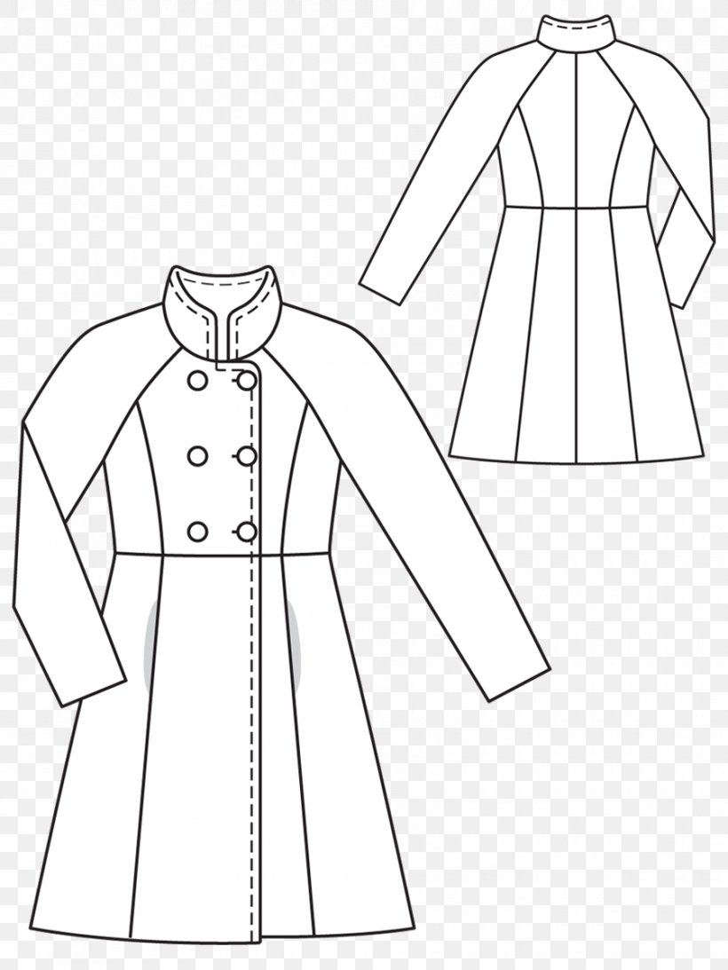 Lab Coats Dress Burda Style Sewing Pattern, PNG, 900x1200px, Lab Coats, Area, Artwork, Black And White, Burda Style Download Free