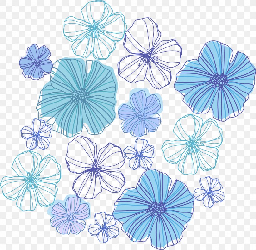 Vector Graphics Flower Image Graphic Design, PNG, 1458x1424px, Flower, Aqua, Blue, Drawing, Floral Design Download Free