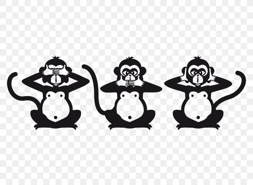 Three Wise Monkeys Figurine Black And White Image, PNG, 800x600px, Three Wise Monkeys, Animal, Baugenehmigung, Black And White, Body Jewelry Download Free