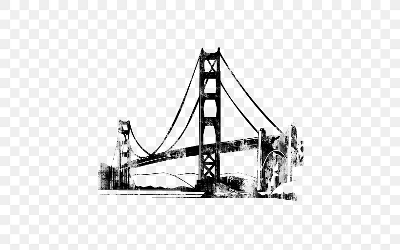 Golden Gate Bridge San Francisco Cable Car System Marshall's Beach Clip Art, PNG, 512x512px, Golden Gate Bridge, Auto Part, Black And White, Bridge, Golden Gate Download Free