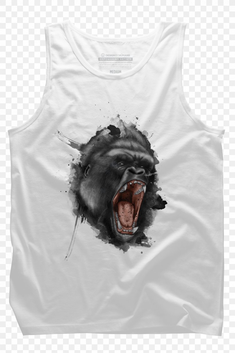 Gorilla Tattoo T-shirt Orangutan Flash, PNG, 1200x1800px, Gorilla, Ape, Black, Chimpanzee, Clothing Download Free
