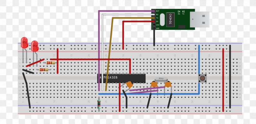 Microcontroller Breadboard Electronics Arduino Wiring Diagram, PNG, 1200x580px, Microcontroller, Arduino, Area, Breadboard, Circuit Component Download Free