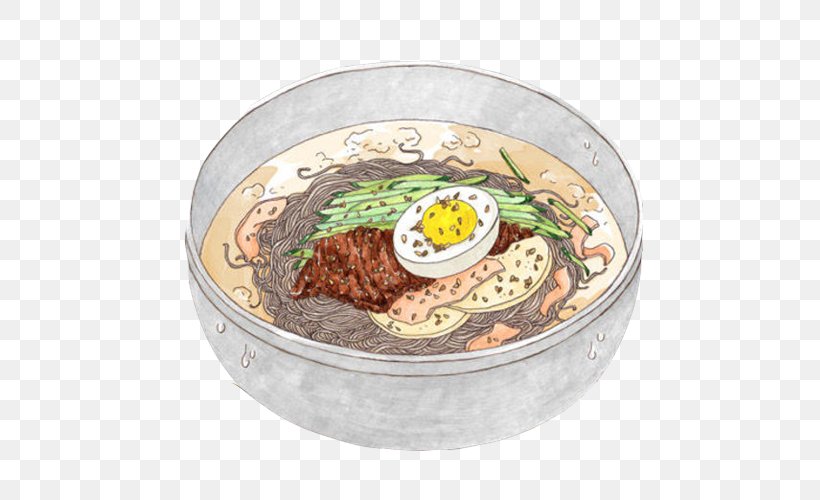 Naengmyeon Drawing Illustration, PNG, 500x500px, Naengmyeon, Asian Food, Bowl, Cuisine, Dish Download Free
