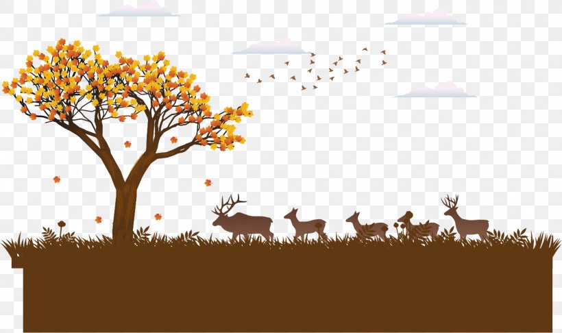 Vector Painted Autumn Scenery, PNG, 1302x773px, Autumn, Autumn Leaf Color, Cartoon, Flower, Illustration Download Free