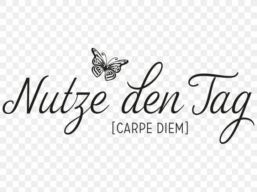 Carpe Diem Wall Decal Library Text Clock, PNG, 1000x750px, Carpe Diem, Black, Black And White, Brand, Butterfly Download Free