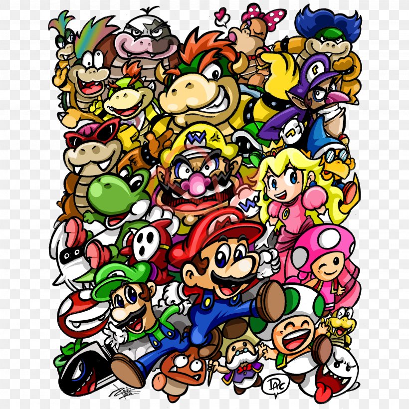 Super Mario Bros. Video Game Nintendo Entertainment System Character, PNG, 2668x2668px, Watercolor, Cartoon, Flower, Frame, Heart Download Free