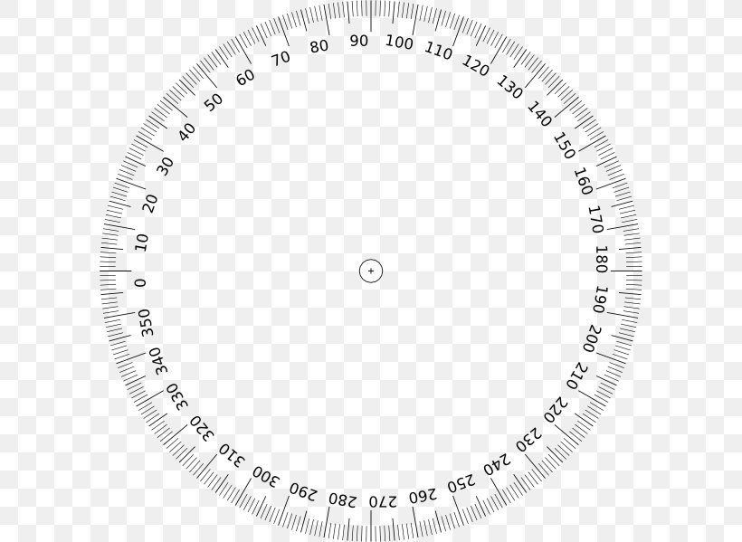Degree Protractor Angle Circle Clip Art, PNG, 600x599px, Degree, Area, Black And White, Immersive Video, Monochrome Download Free