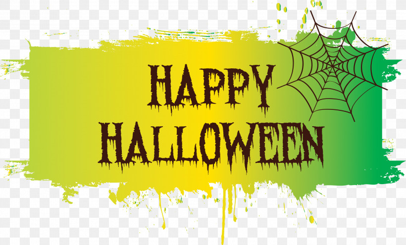 Happy Halloween, PNG, 3000x1811px, Happy Halloween, Green, Logo, M, Text Download Free