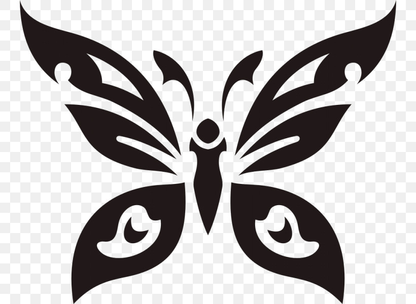 Butterfly Black Black-and-white Moths And Butterflies Stencil, PNG, 742x600px, Butterfly, Black, Blackandwhite, Insect, Leaf Download Free