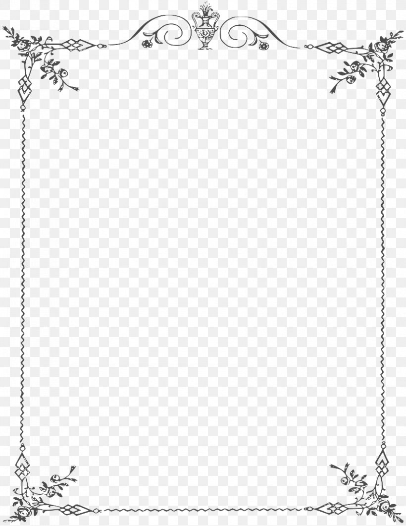 Clip Art, PNG, 850x1100px, Borders And Frames, Area, Art, Black And White, Document Download Free