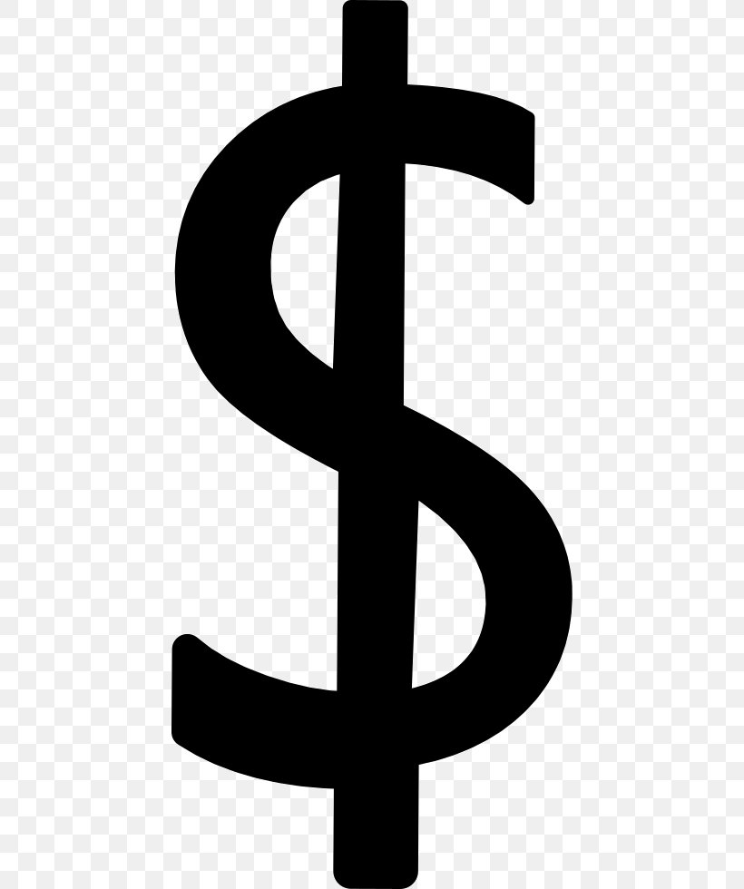 Dollar Sign Currency Symbol United States Dollar, PNG, 442x980px, Dollar Sign, Black And White, Cross, Currency, Currency Symbol Download Free