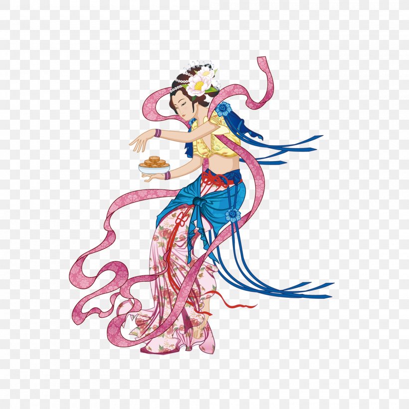 Mooncake Chinese Cuisine Mid-Autumn Festival Change Goddess, PNG, 2000x2000px, Watercolor, Cartoon, Flower, Frame, Heart Download Free