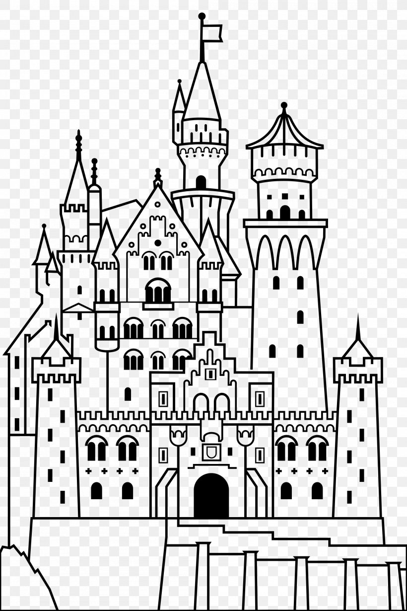 Neuschwanstein Castle Château Coloring Book Clip Art, PNG, 2000x3000px, Neuschwanstein Castle, Area, Black And White, Castle, Color Download Free