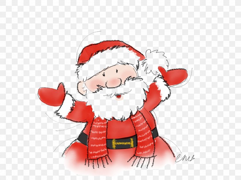 Santa Claus Cartoon, PNG, 4093x3070px, Christmas Ornament, Art, Beard, Cartoon, Christmas Download Free