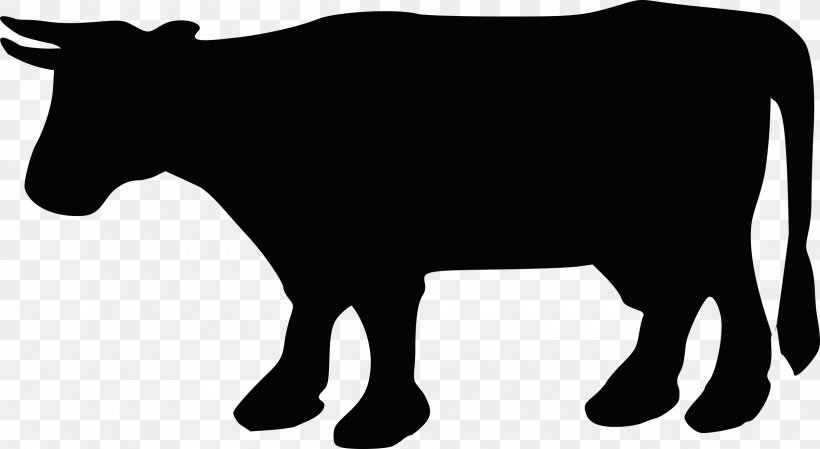 Angus Cattle Beef Cattle Silhouette Clip Art, PNG, 2400x1316px, Angus Cattle, Art, Beef Cattle, Black, Black And White Download Free