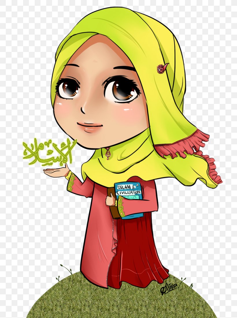 Islam Muslim Hijab Cartoon Allah, PNG, 724x1102px, Watercolor, Cartoon ...