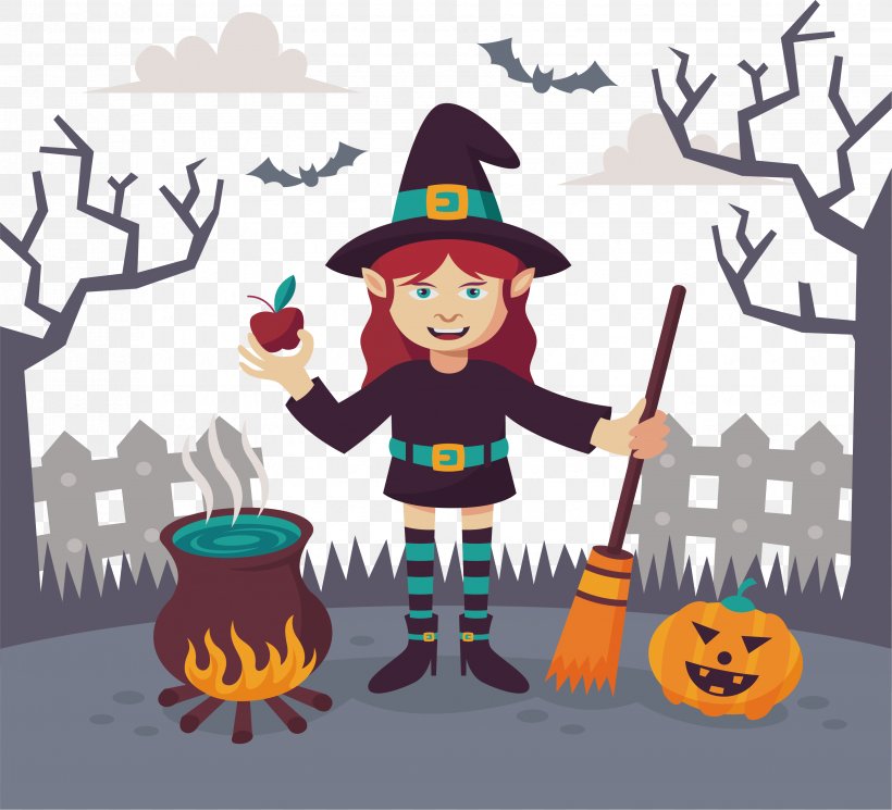 Witchcraft, PNG, 3302x3001px, Witch, Art, Artwork, Cartoon, Halloween Download Free